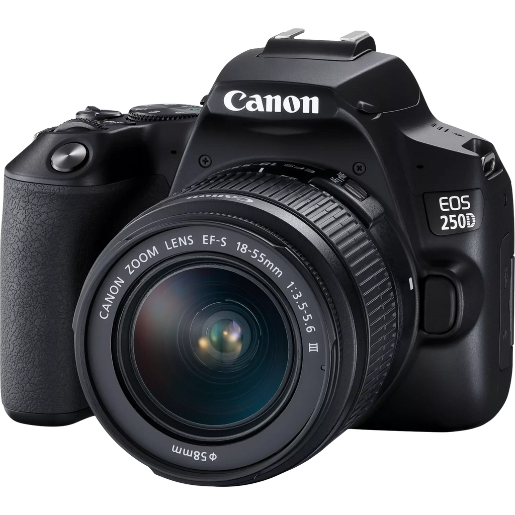 Canon EOS 250D, Black + EF-S 18-55mm f/3.5-5.6 III+ EF 75-300mm f/4-5.6 III Lens Canon