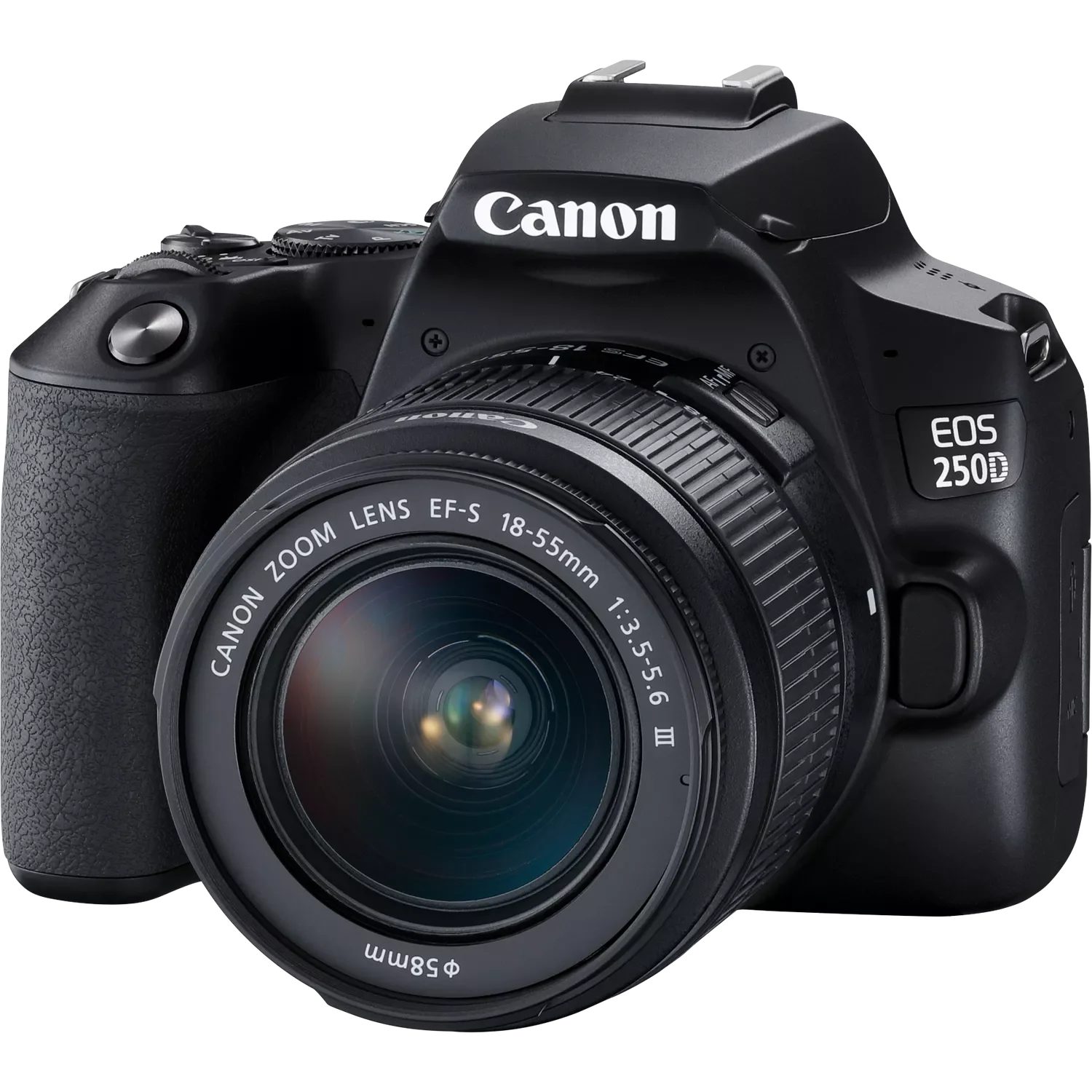 Canon EOS 250D, Black + EF-S 18-55mm f/3.5-5.6 III+ EF 75-300mm f/4-5.6 III Lens Canon
