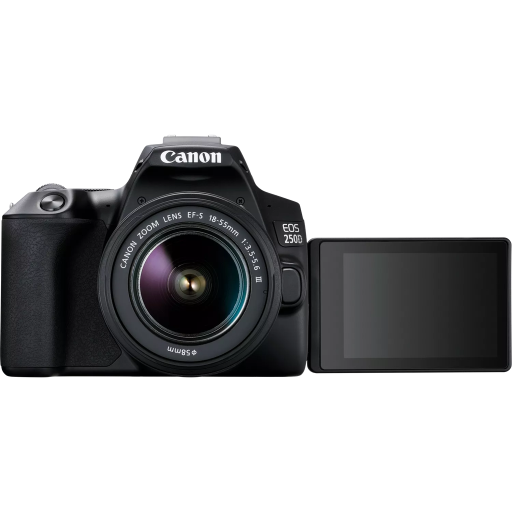 Canon EOS 250D, Black + EF-S 18-55mm f/3.5-5.6 III+ EF 75-300mm f/4-5.6 III Lens Canon
