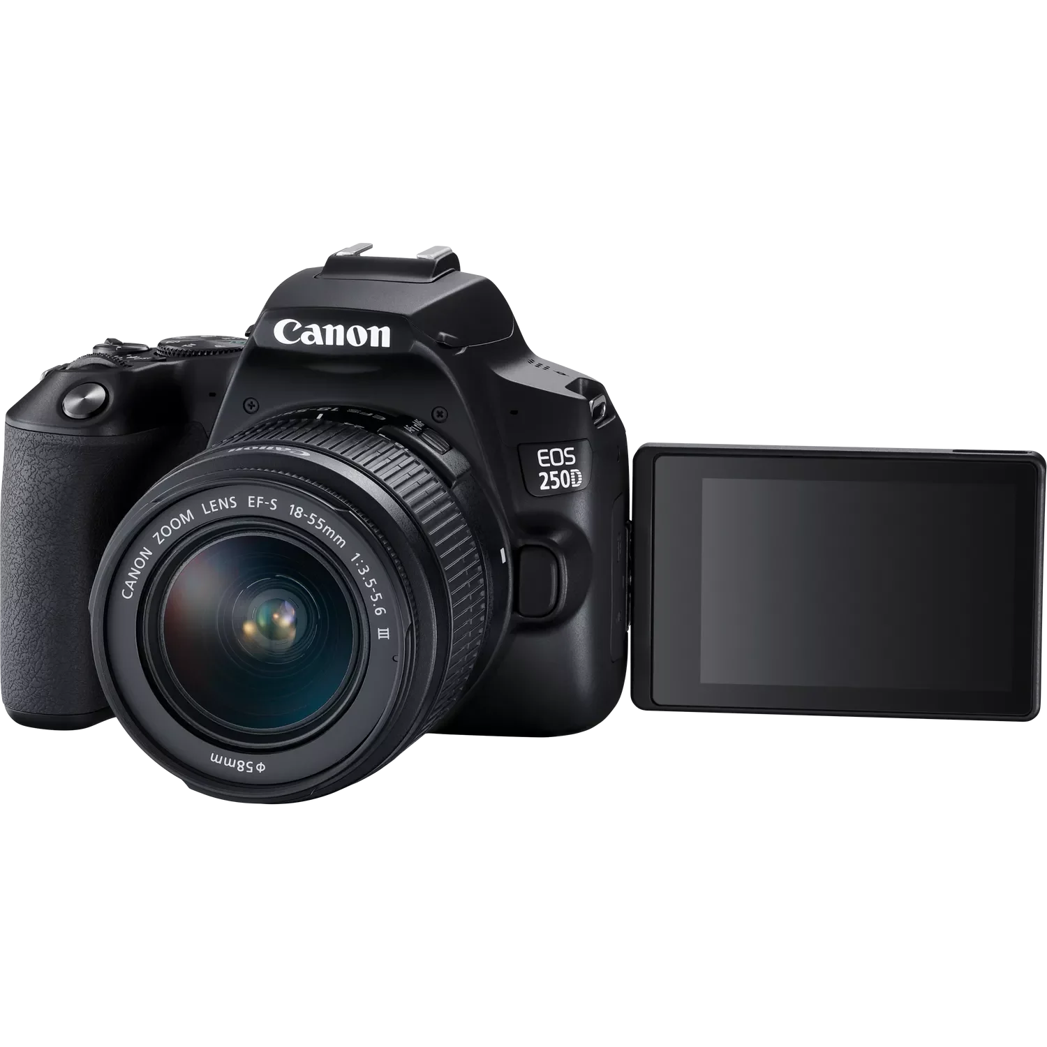 Canon EOS 250D, Black + EF-S 18-55mm f/3.5-5.6 III+ EF 75-300mm f/4-5.6 III Lens Canon